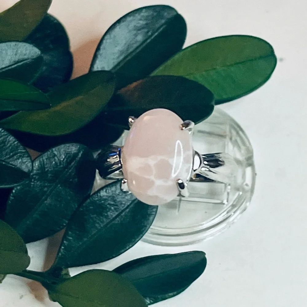 New Natural Rose Quartz Boho Sterling Silver Minimalist Arizona Artisan Ring